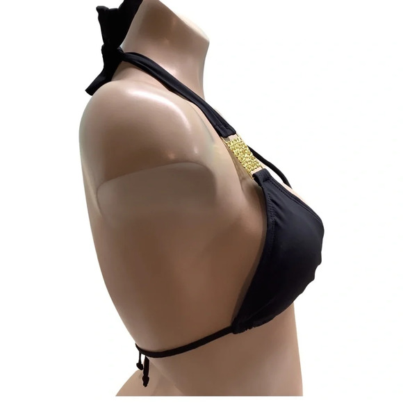 Beach Joy Size Small Black Triangle Padded Bikini Top. Preowned - Picture 2 of 5